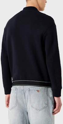 Emporio Armani SS23 拼色Logo棒球領拉鍊外套 深藍 3R1MDF-1JHSZ-0920 Purchase Emporio Armani SS23 拼色Logo棒球領拉鍊外套 深藍 3R1MDF-1JHSZ-0920