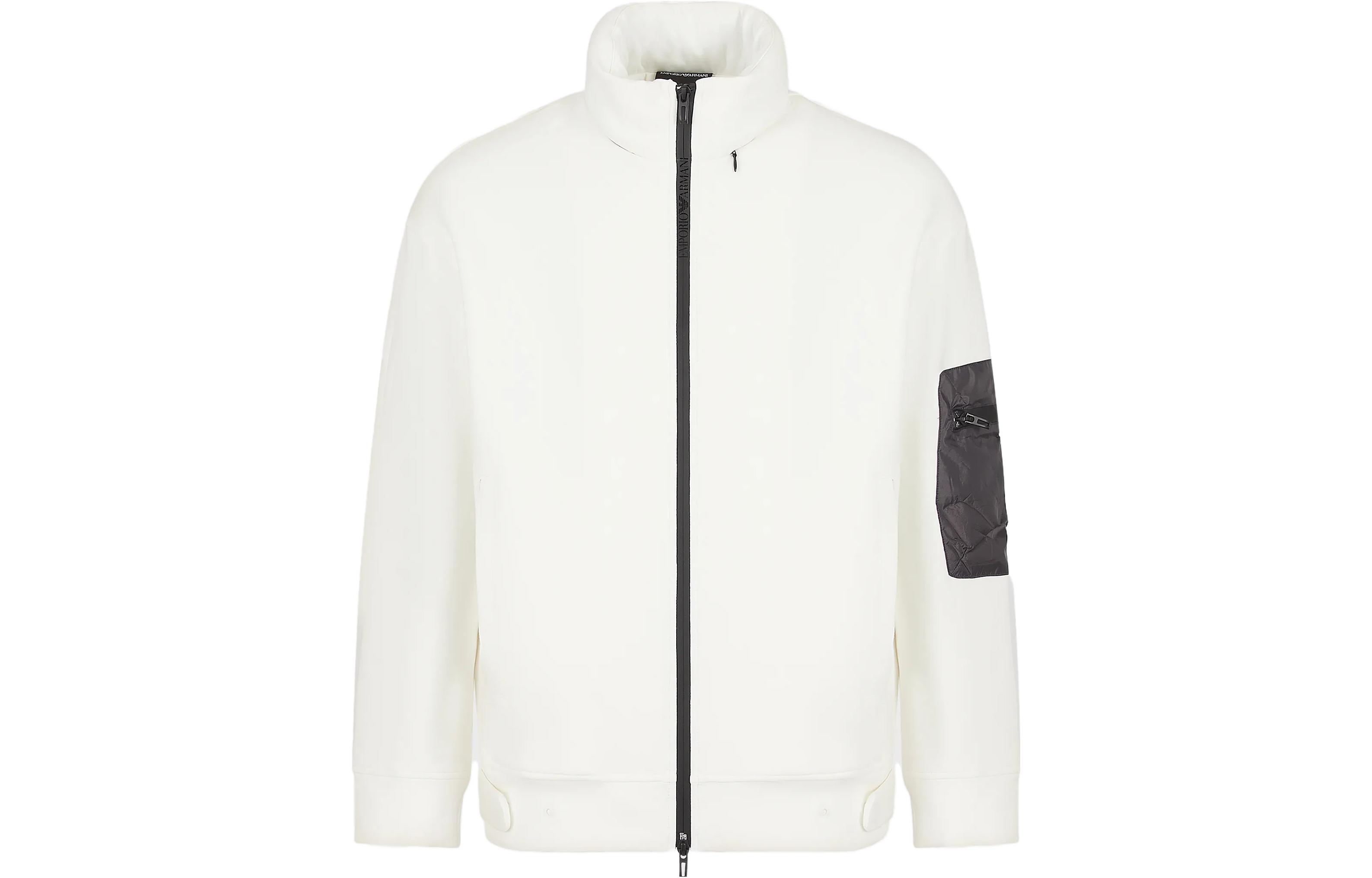 Emporio Armani SS23 Color-Block Patch Zip Jacket White 3R1MCT-1JHSZ-0101