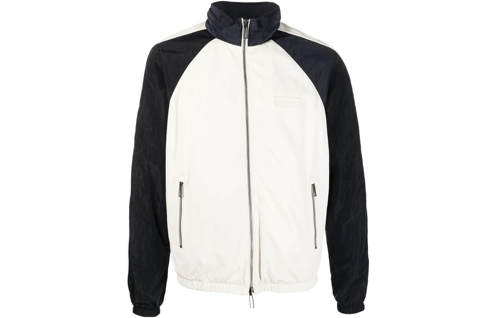 Emporio Armani SS23 Colorblock Casual Stand Collar Jacket White D41R71-D1P71-101