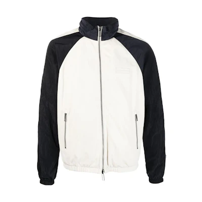 Emporio Armani SS23 Colorblock Casual Stand Collar Jacket White D41R71-D1P71-101