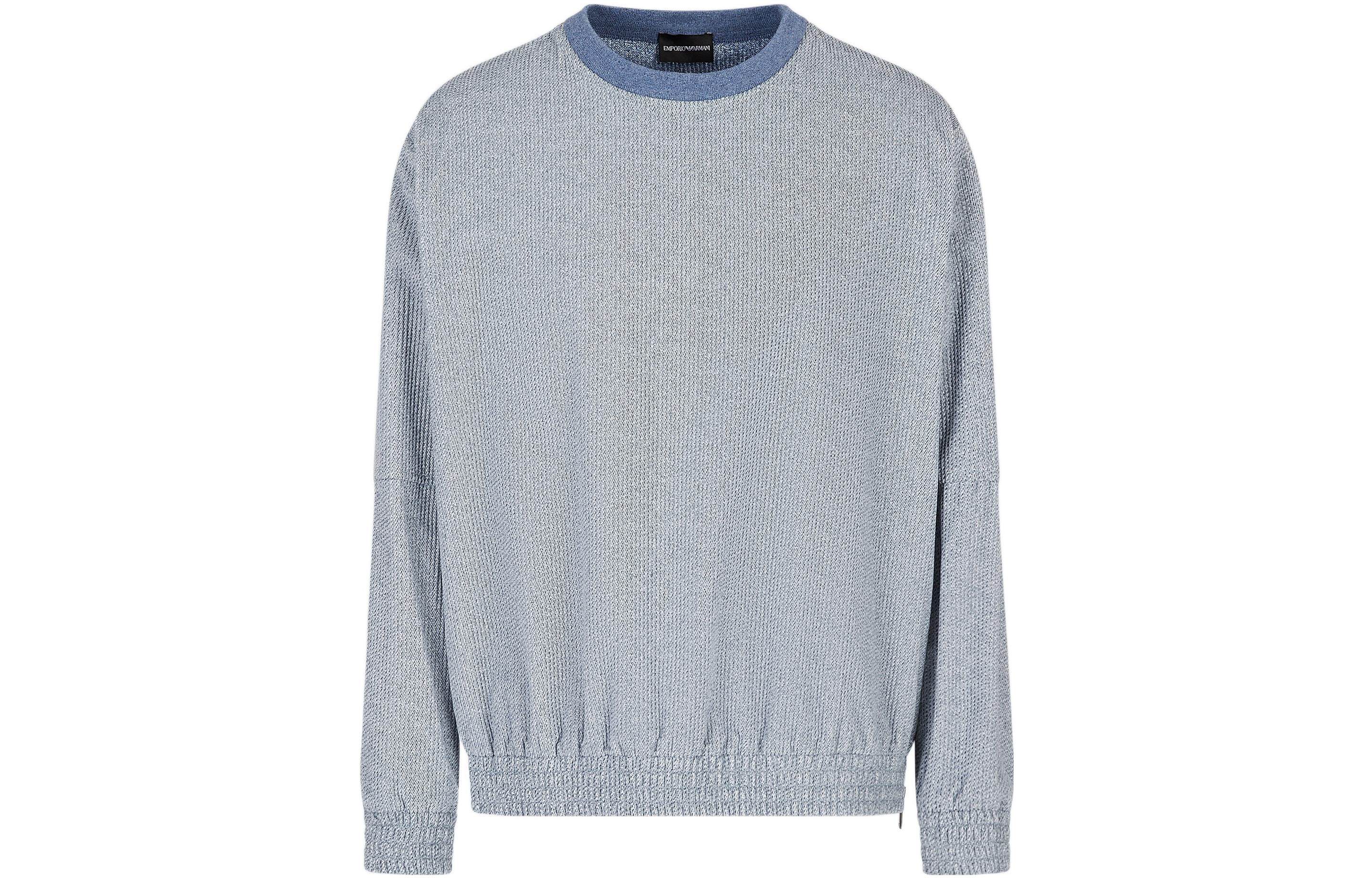 Emporio Armani SS23 Colorblock Crewneck Loose Sweatshirt Men’s Light Blue D41R50-D1013-702