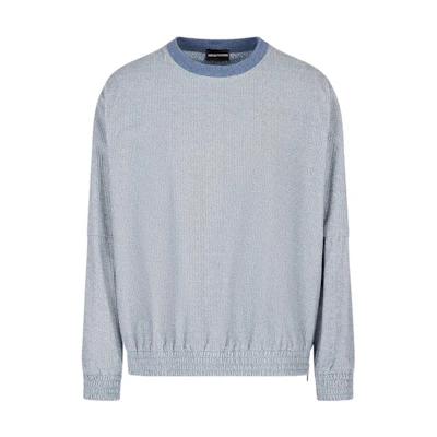 Emporio Armani SS23 Colorblock Crewneck Loose Sweatshirt Men’s Light Blue D41R50-D1013-702