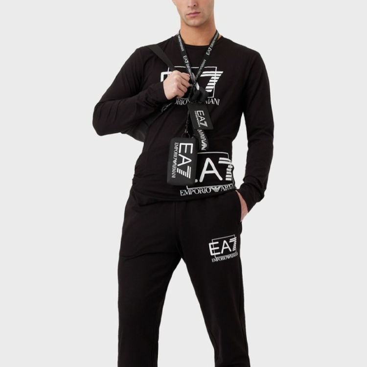 Emporio Armani SS23 Colorblock Logo Cotton Crewneck Sweatshirt Black Men 3RPM60-PJ05Z-1200 圖 3