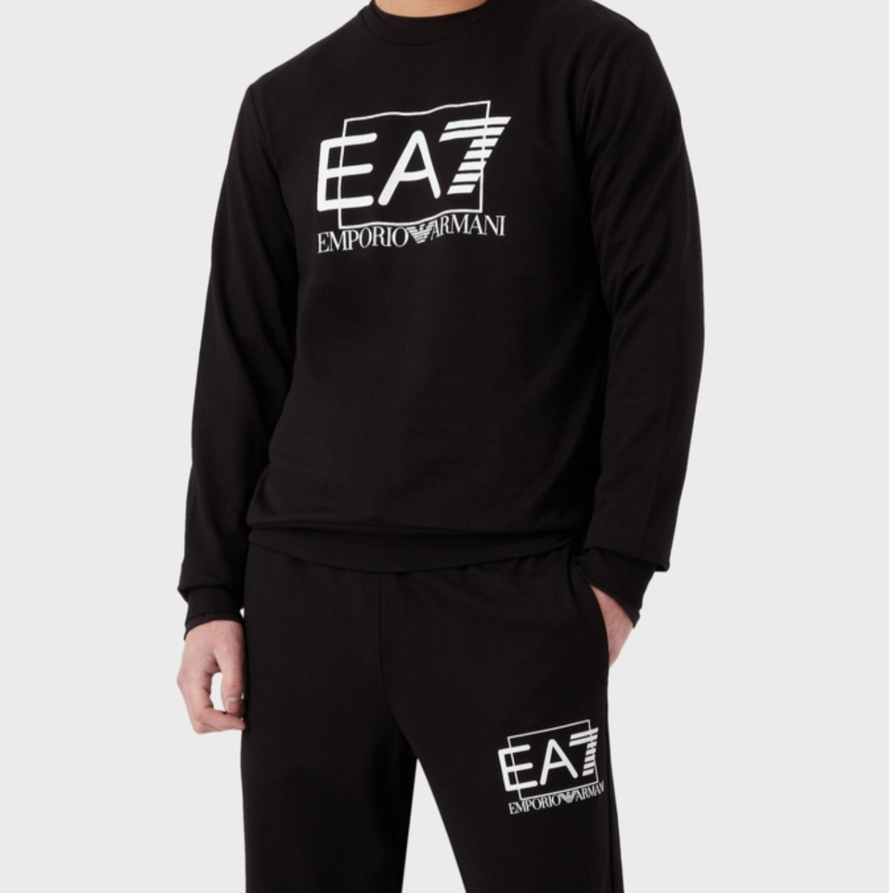 Emporio Armani SS23 Colorblock Logo Cotton Crewneck Sweatshirt Black Men 3RPM60-PJ05Z-1200 圖 4