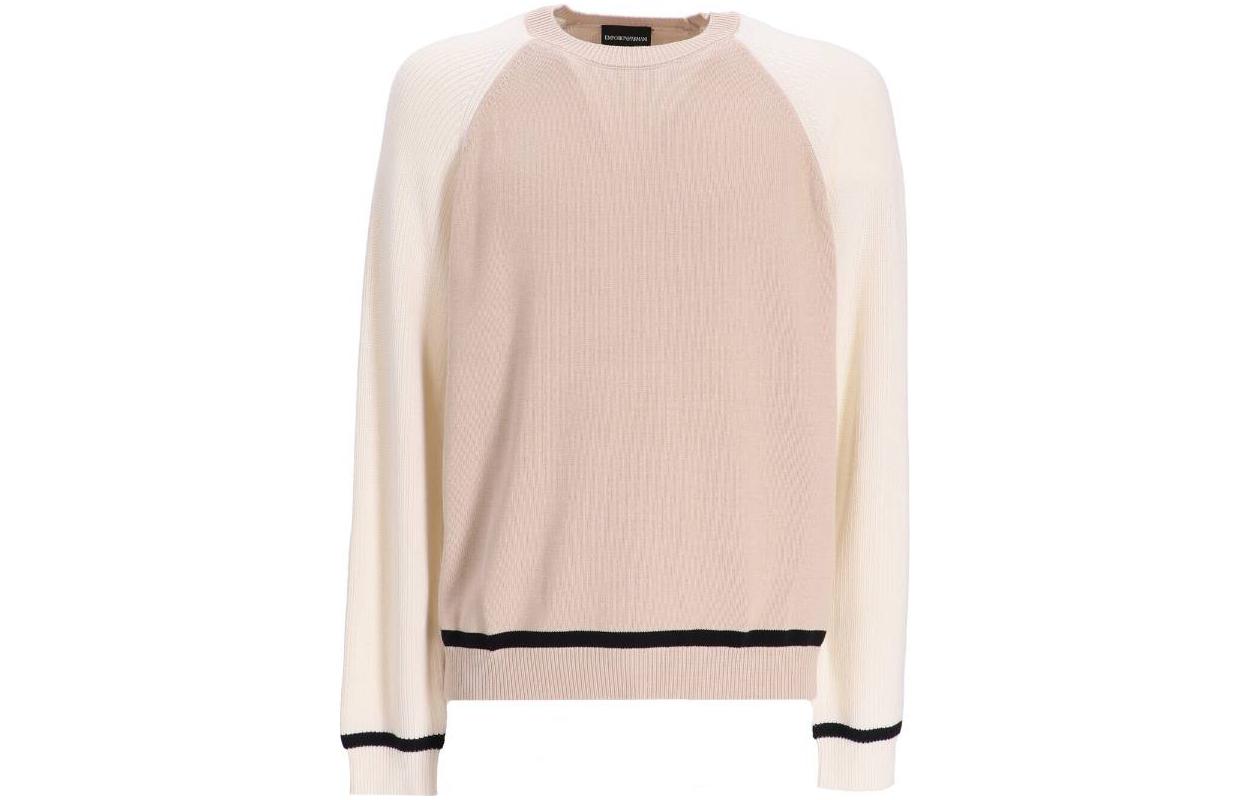 Emporio Armani SS23 Colorblock Striped Crewneck Sweatshirt Pink () 3R1MXH-1METZ-0133