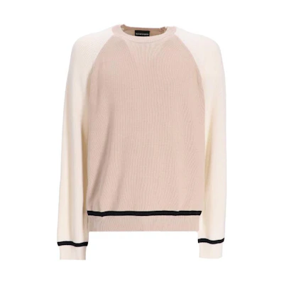 Emporio Armani SS23 Colorblock Striped Crewneck Sweatshirt Pink () 3R1MXH-1METZ-0133