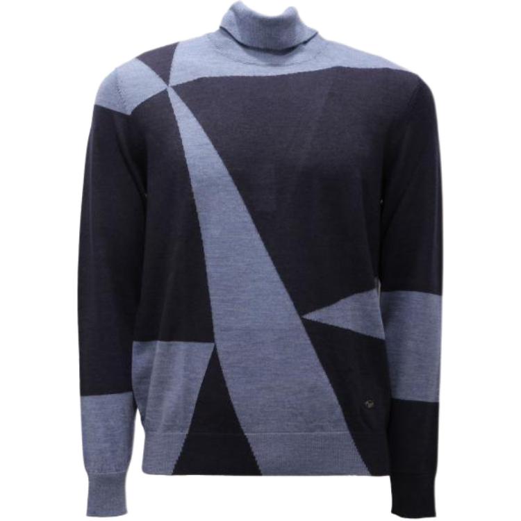 Emporio Armani SS23 Colorblock Turtleneck Pullover Sweatshirt Men’s Blue 6H1MXD-1MIXZ-0971
