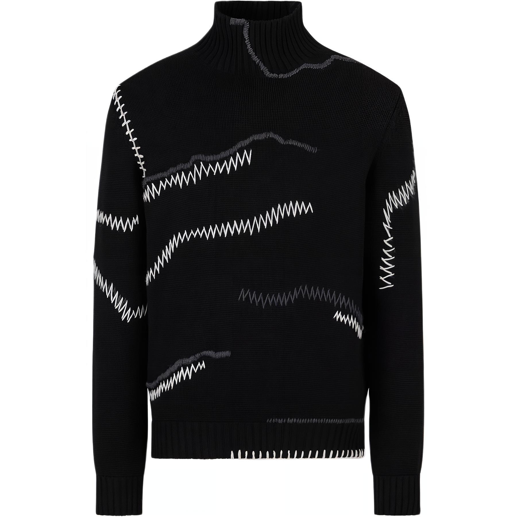 Emporio Armani SS23 Contrast Stitch High Neck Sweater  Black 6L1MV8-1M07Z-0999