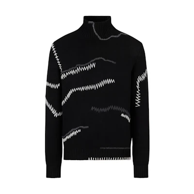 Emporio Armani SS23 Contrast Stitch High Neck Sweater Black 6L1MV8-1M07Z-0999