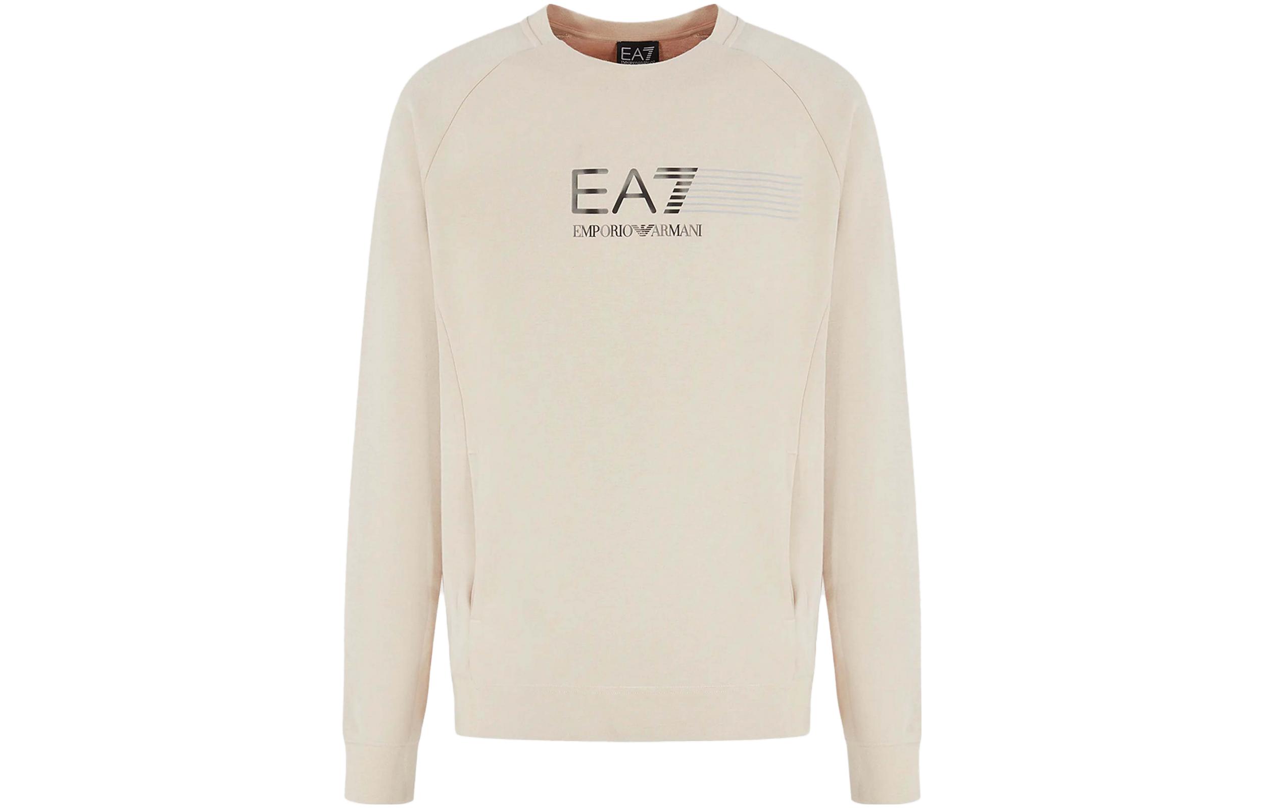 Emporio Armani SS23 EA7 Logo Crewneck Long Sleeve Sweatshirt Beige () 3RPM41-PJMBZ-1722