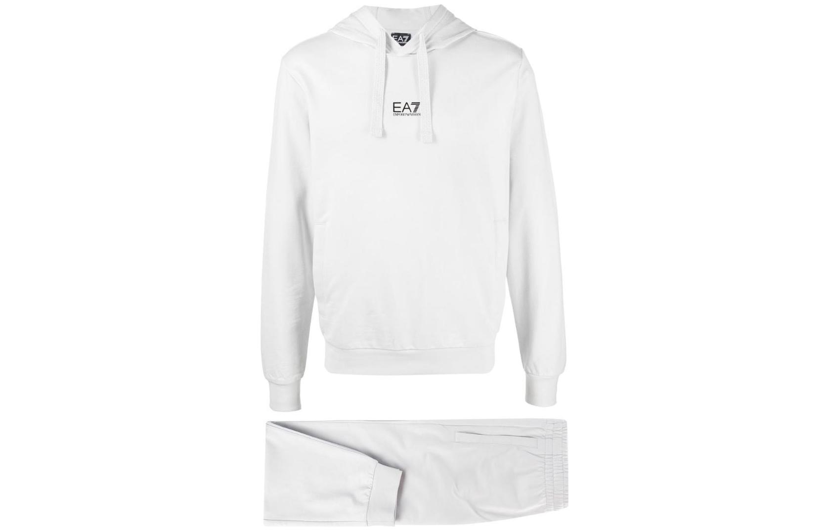 Emporio Armani SS23 EA7 Logo Hoodie & Sweatpants Unisex Set - Light Grey 8NPV81-PJ05Z-1941