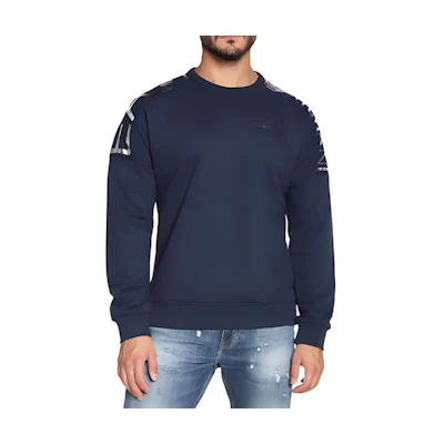 Emporio Armani SS23 EA7 Logo Print Crewneck Long-Sleeve Sweatshirt Blue 6LPM54-PJHLZ-1554