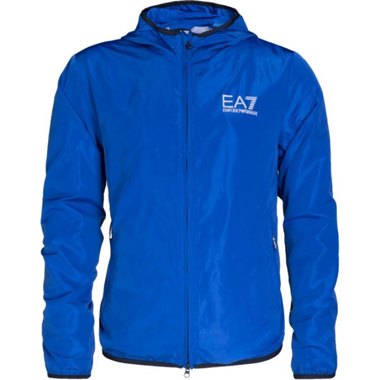 Emporio Armani SS23 EA7 Logo Print Hooded Jacket Men’s Blue 8NPB04-NN7Z-1582