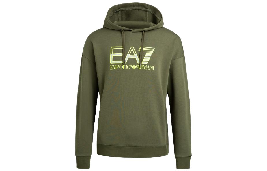Emporio Armani SS23 EA7 Logo Print Hoodie in Grass Green 6KPM73-PJANZ-1852