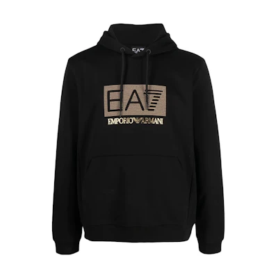 Emporio Armani SS23 EA7 Logo Print Pullover Hoodie Black - 3RUM08-PJARZ-1200