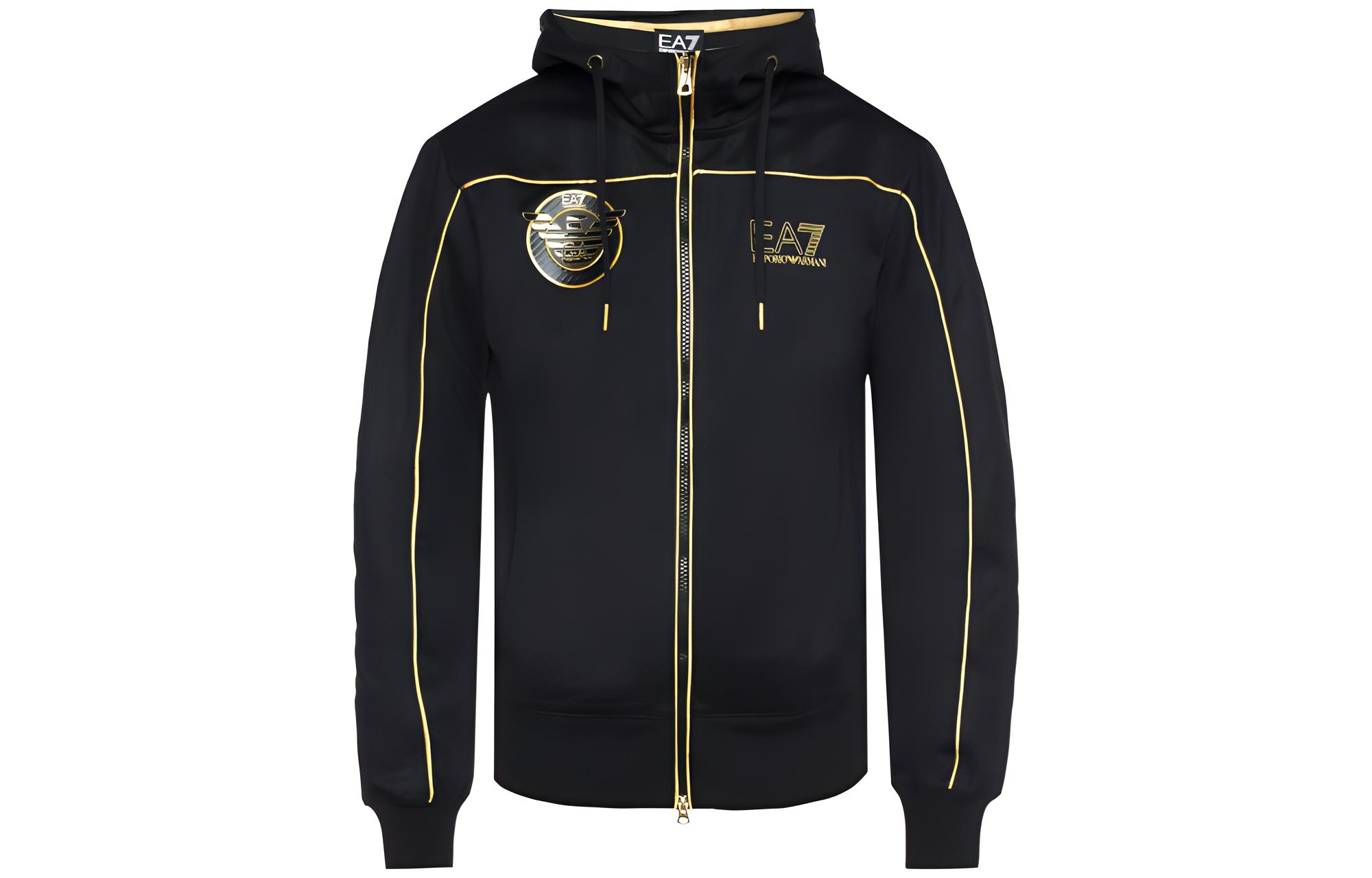 Emporio Armani SS23 EA7 Printed Logo Hooded Jacket Black 3ZPMA9-PJL3Z-1200