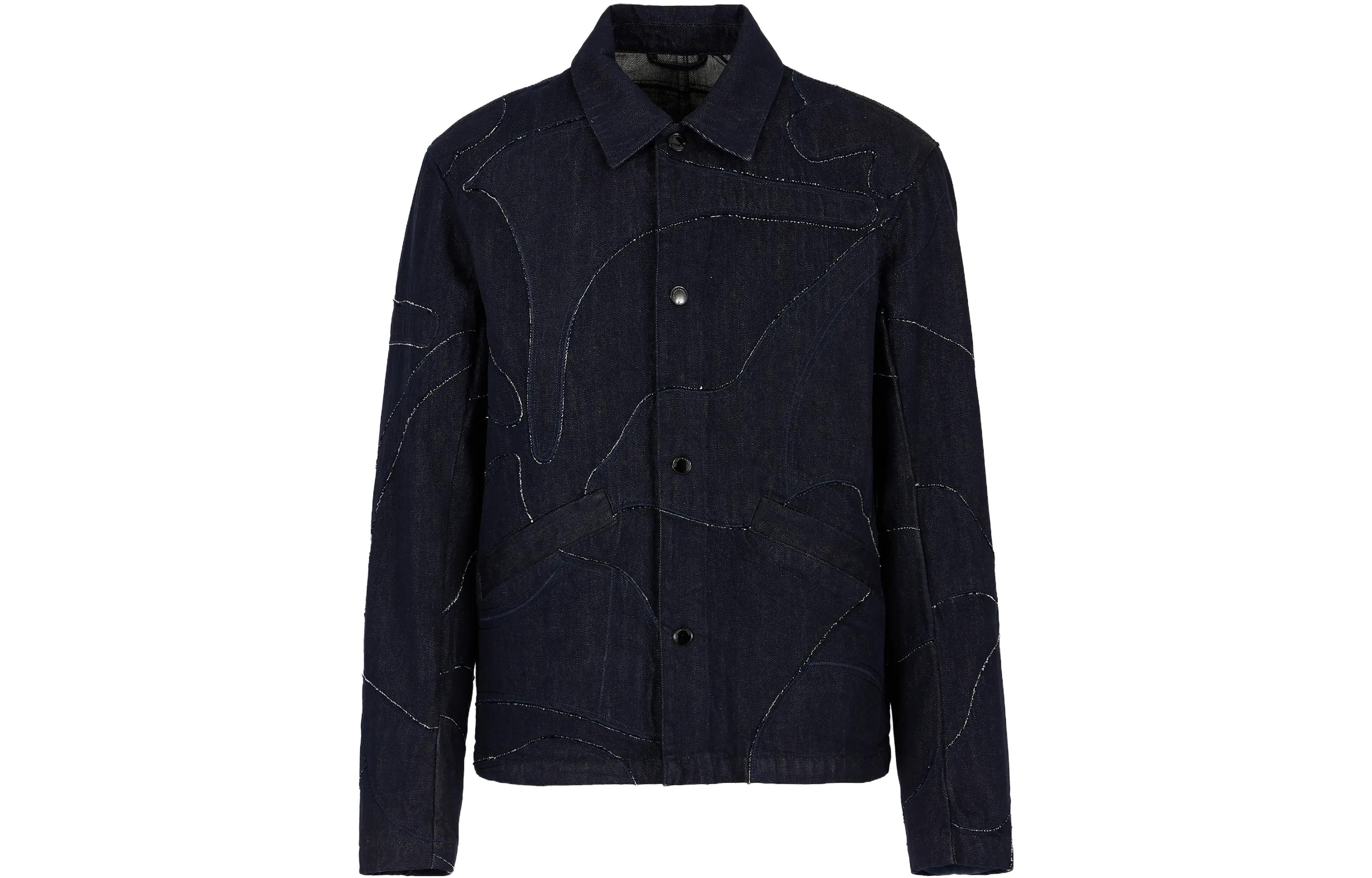 Emporio Armani SS23 Embroidered Denim Blue Single-Breasted Jacket Men 3R1BR1-1NWQZ-0941