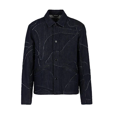 Emporio Armani SS23 Embroidered Denim Blue Single-Breasted Jacket Men 3R1BR1-1NWQZ-0941