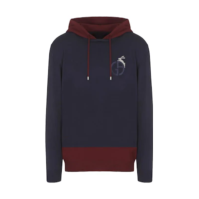 Emporio Armani SS23 Embroidered Logo Hoodie Navy Blue 3RSM41S-M41Z1-FBWF