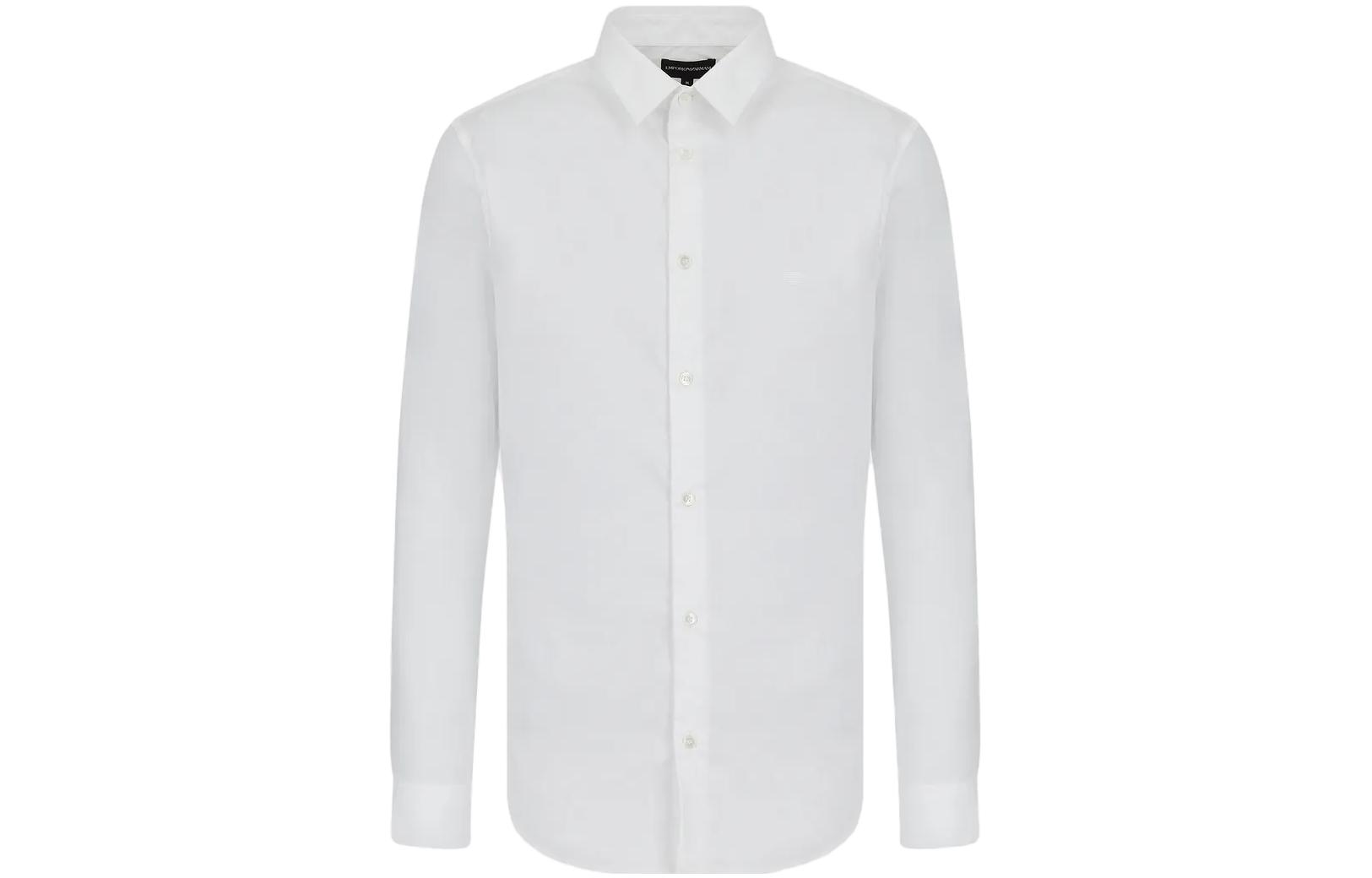 Buy EMPORIO ARMANI SS23 Essentials  White Solid Long Sleeve Button-Up Shirt. 8N1C091-NI9Z1-0100