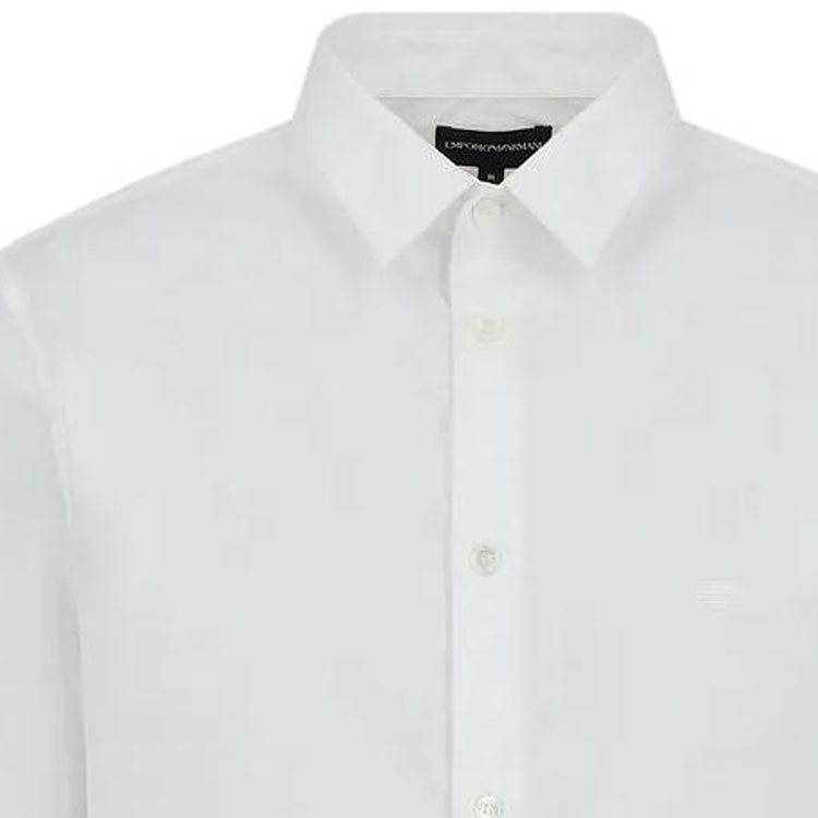 Purchase EMPORIO ARMANI SS23 Essentials  White Solid Long Sleeve Button-Up Shirt. 8N1C091-NI9Z1-0100