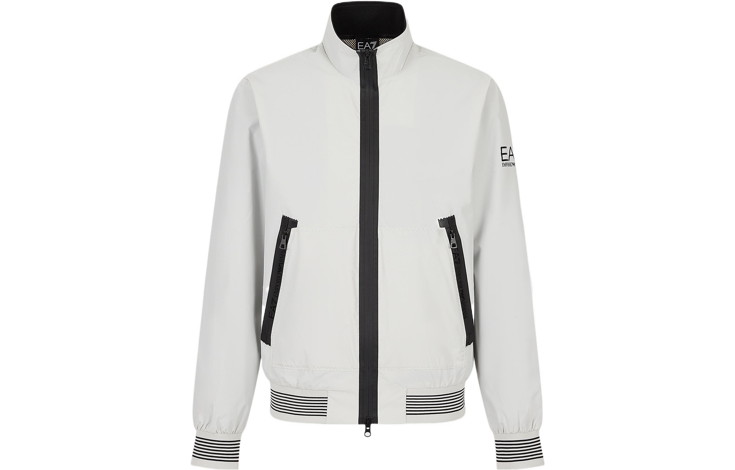 Emporio Armani SS23 EV7 Logo Print Zip-Up Jacket White - Long Sleeve 3RPB11-PN27Z-1941