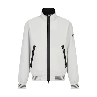 Emporio Armani SS23 EV7 Logo Print Zip-Up Jacket White - Long Sleeve 3RPB11-PN27Z-1941
