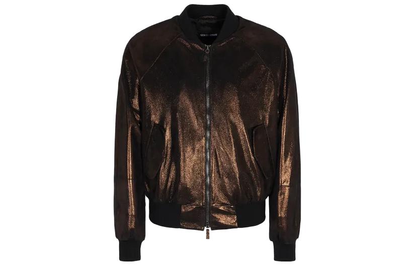 Emporio Armani SS23 Fitted Solid Color Zip Jacket Brown D4SR40-DSP40-1010