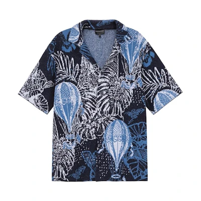 EMPORIO ARMANI SS23 Floral Print Shirt Navy Blue - Resort Capsule. 6R1CV5-1M40Z-F902