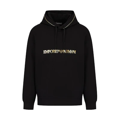 EMPORIO ARMANI SS23 Gradient Logo Hoodie Black 3R1MBW1JHSZ
