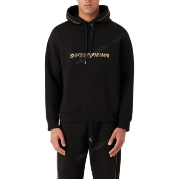 EMPORIO ARMANI SS23 Gradient Logo Hoodie Black 3R1MBW1JHSZ 圖 3