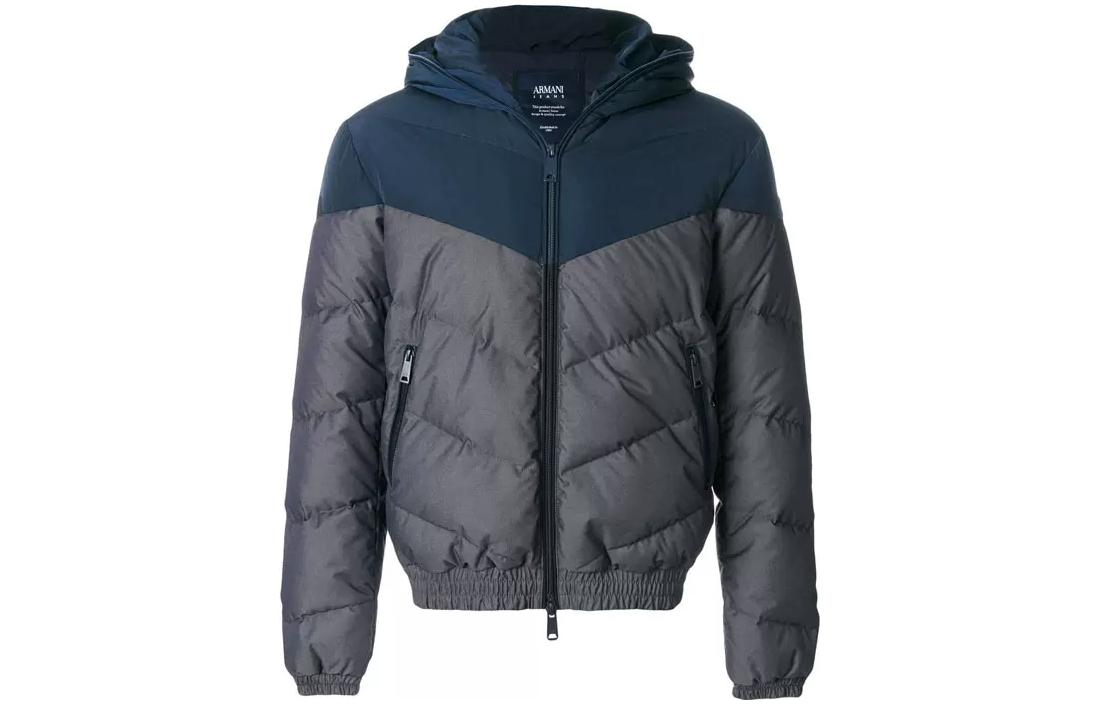 Emporio Armani SS23 Gray Hooded Puffer Jacket Casual Long Sleeve Coat 6Y6B33-6NLAZ-0541