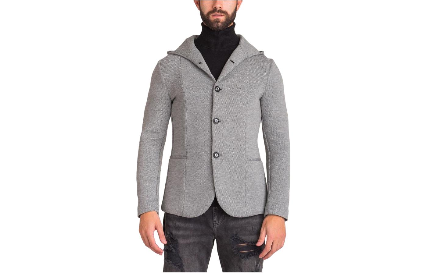 Emporio Armani SS23 Gray Hooded Single-Breasted Jacket 6G1GN6-1JJSZ-F618