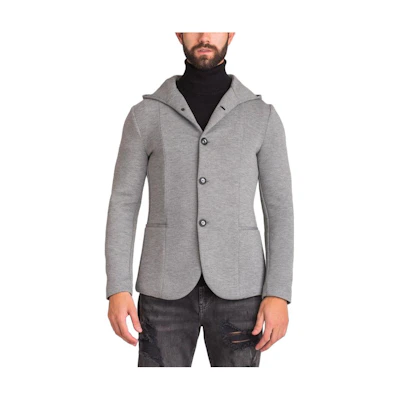 Emporio Armani SS23 Gray Hooded Single-Breasted Jacket 6G1GN6-1JJSZ-F618