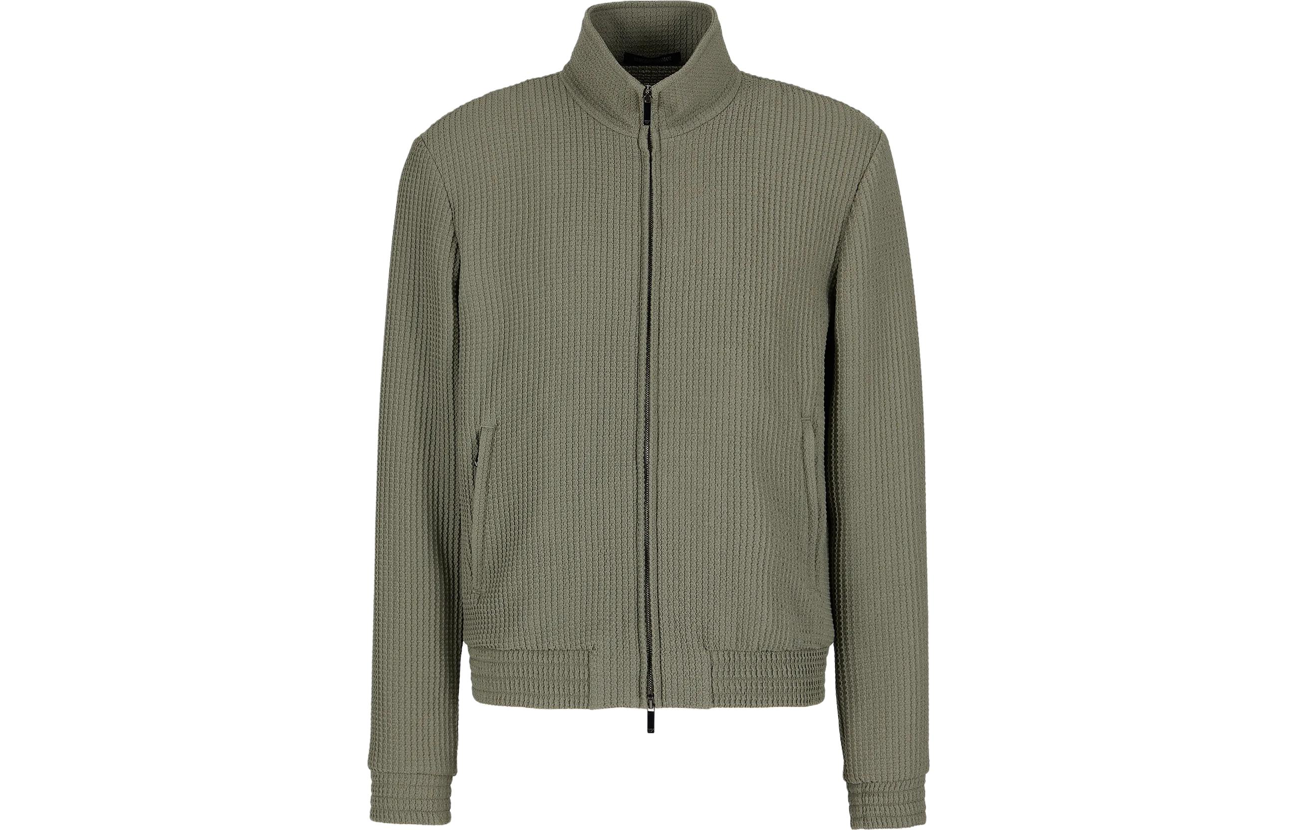 Emporio Armani SS23 Green Solid Color Zip-Up Jacket H41R29-E1070-1544