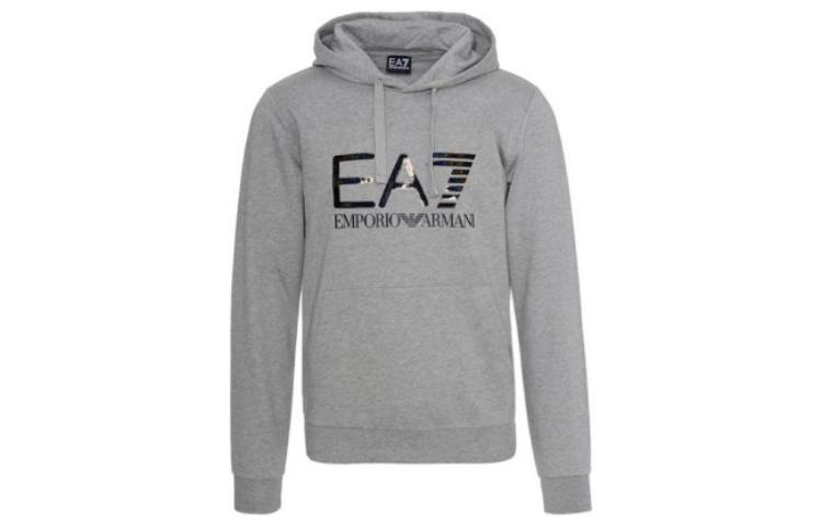 Emporio Armani SS23 Grey Solid Letter Logo Hoodie 6GPM34-J05Z-3905