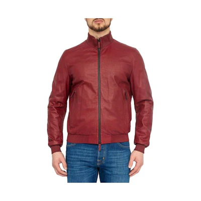 Emporio Armani SS23 High Neck Zip-Up Jacket Maroon - Short Outerwear UCR19P-UCP11-340