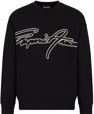 安普里奥·阿玛尼 SS23 字母印花圆领长袖卫衣 黑色 男款 3R1MDK-1JHSZ-0999 Buy 安普里奥·阿玛尼 SS23 字母印花圆领长袖卫衣 黑色 男款 3R1MDK-1JHSZ-0999