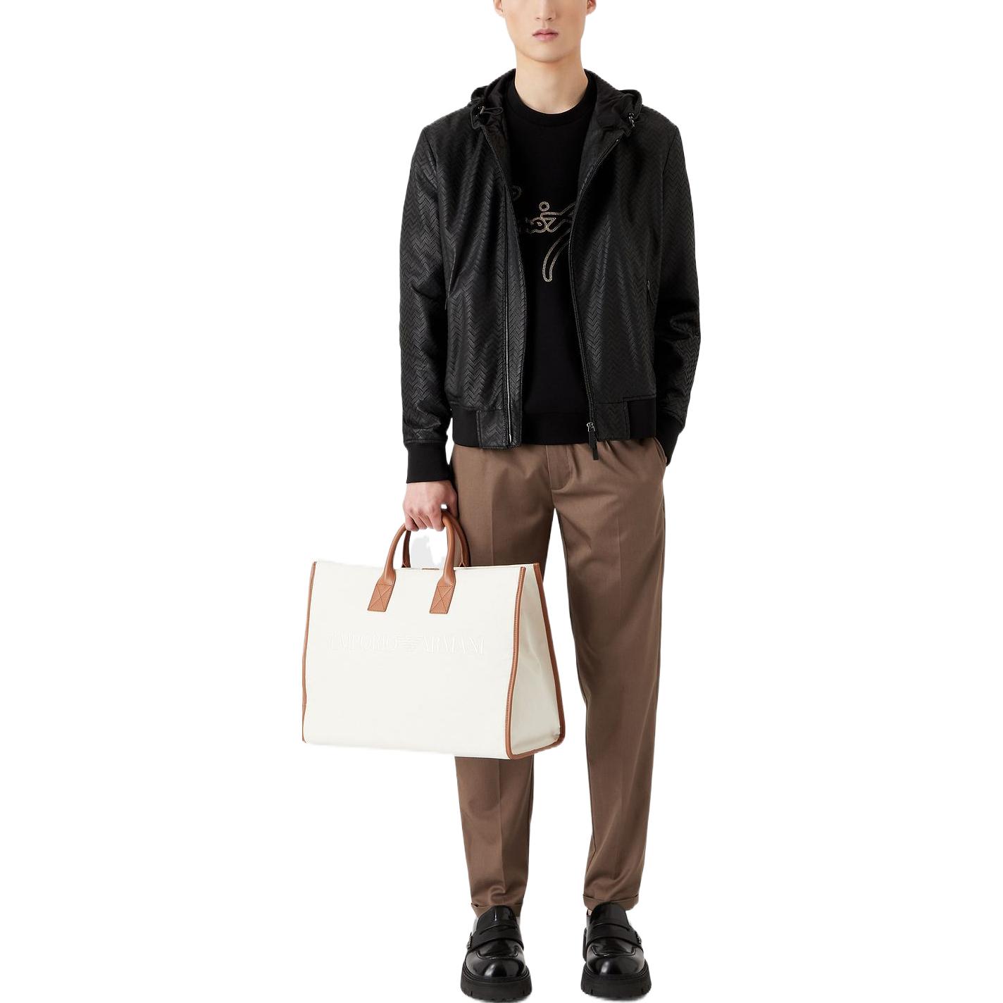 Lookbook 安普里奥·阿玛尼 SS23 字母印花圆领长袖卫衣 黑色 男款 3R1MDK-1JHSZ-0999