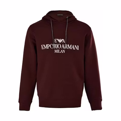 Emporio Armani SS23 Letter Print Hoodie Brown Red Casual Sweatshirt 6G1MP1-1JHSZ-0348
