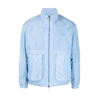 Emporio Armani SS23 Light Blue Solid Zip-Up Hoodie Jacket 3R1BC2-1NRMZ-0708