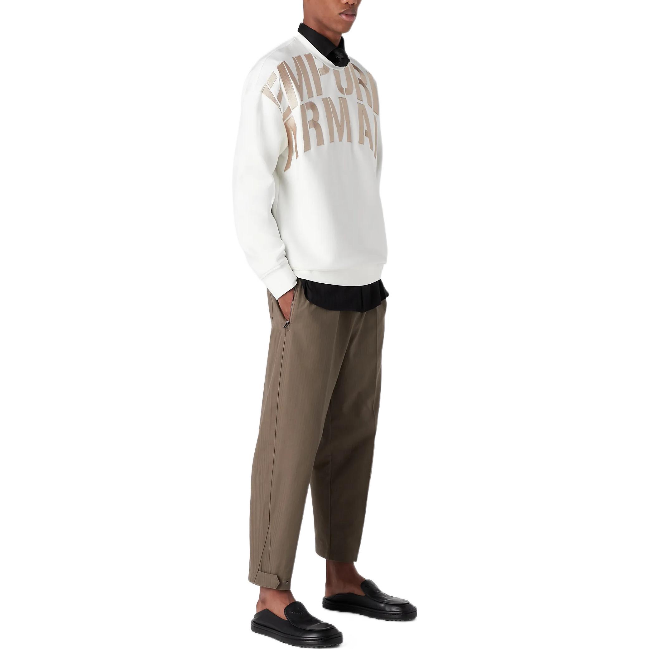 Lookbook Emporio Armani SS23 Logo Pullover Sweatshirt Lengan Panjang Off-White. 3R1MDH-1JHSZ-01G1