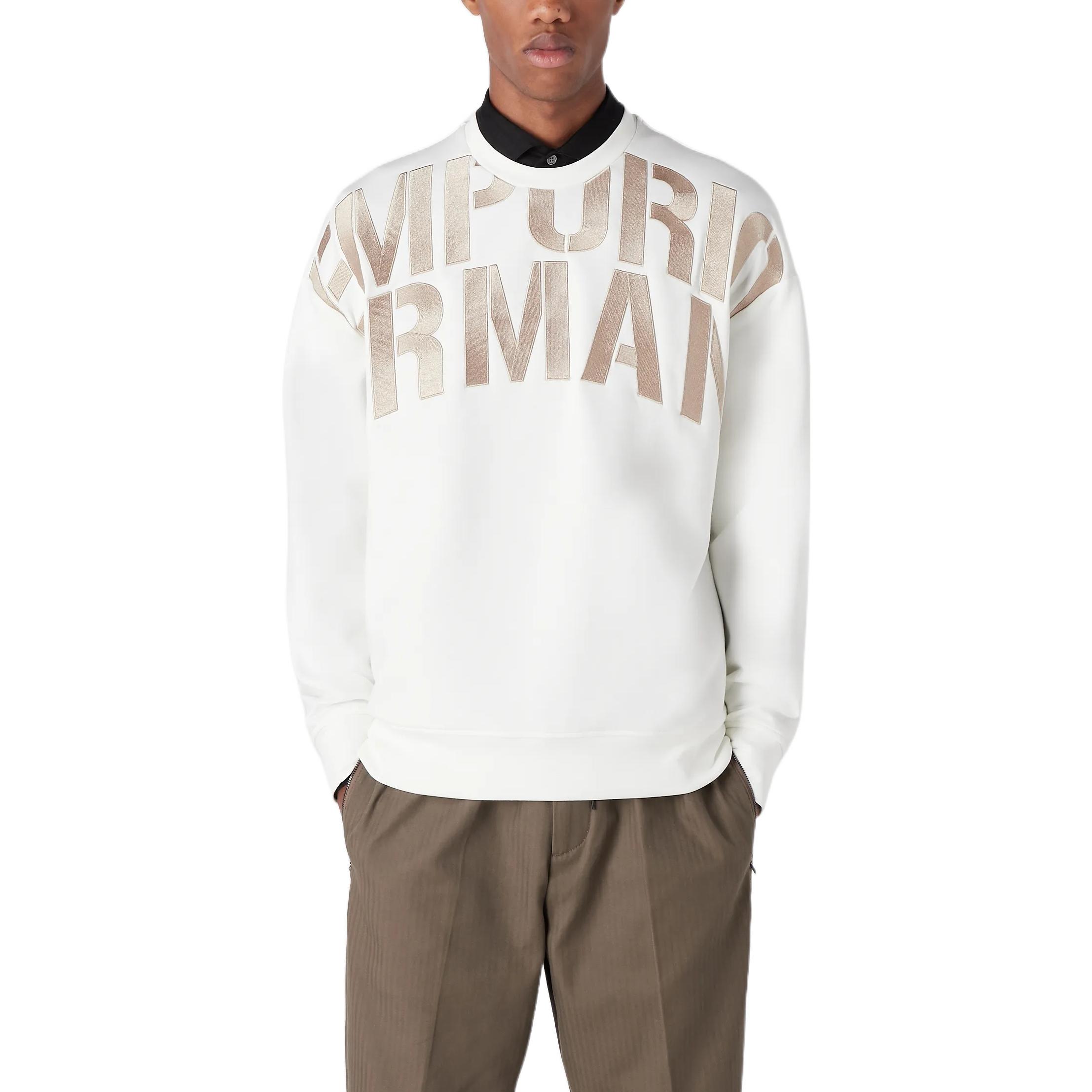 Shop Emporio Armani SS23 Logo Pullover Sweatshirt Lengan Panjang Off-White. 3R1MDH-1JHSZ-01G1