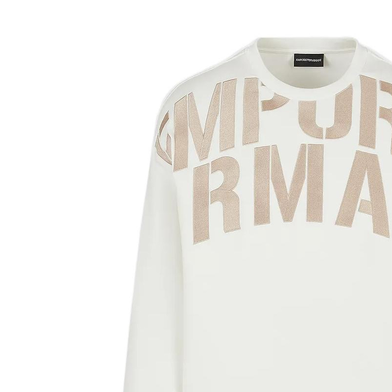 Details for Emporio Armani SS23 Logo Pullover Sweatshirt Lengan Panjang Off-White. 3R1MDH-1JHSZ-01G1