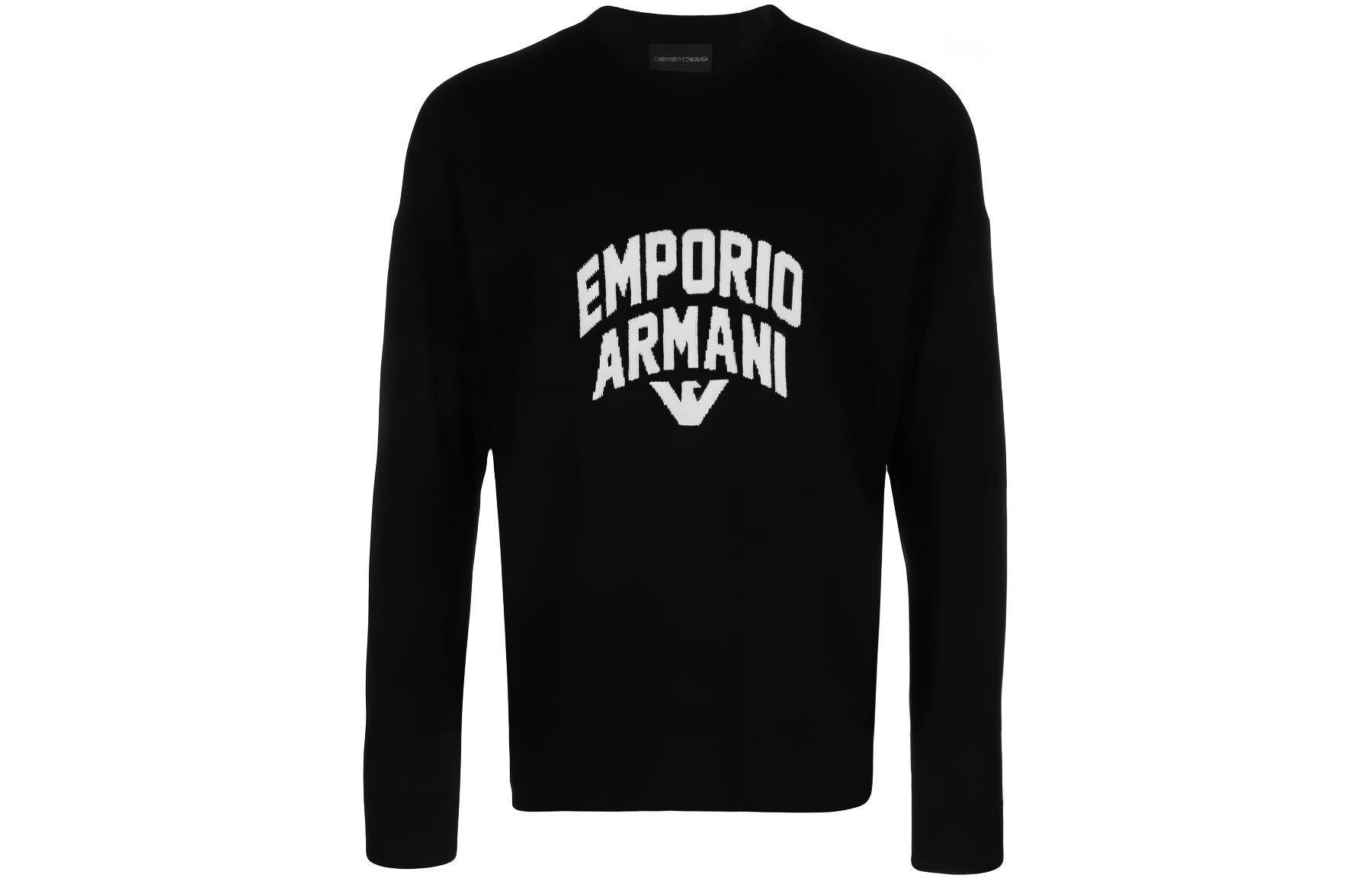 Emporio Armani SS23 Logo Embroidered Crewneck Knit Sweater  Black 3R1MXA-1MDXZ-0999