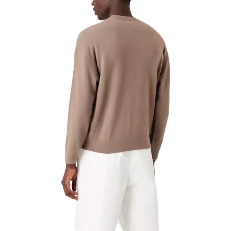Emporio Armani SS23 Logo Embroidered Crewneck Knit Sweater Oatmeal Brown Men. 3R1MXA-1MDXZ-0144 圖 4