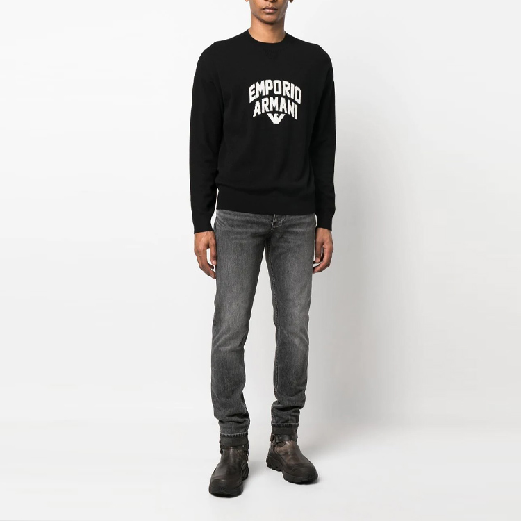 Emporio Armani SS23 Logo Embroidered Crewneck Knit Sweater  Black 3R1MXA-1MDXZ-0999 圖 4