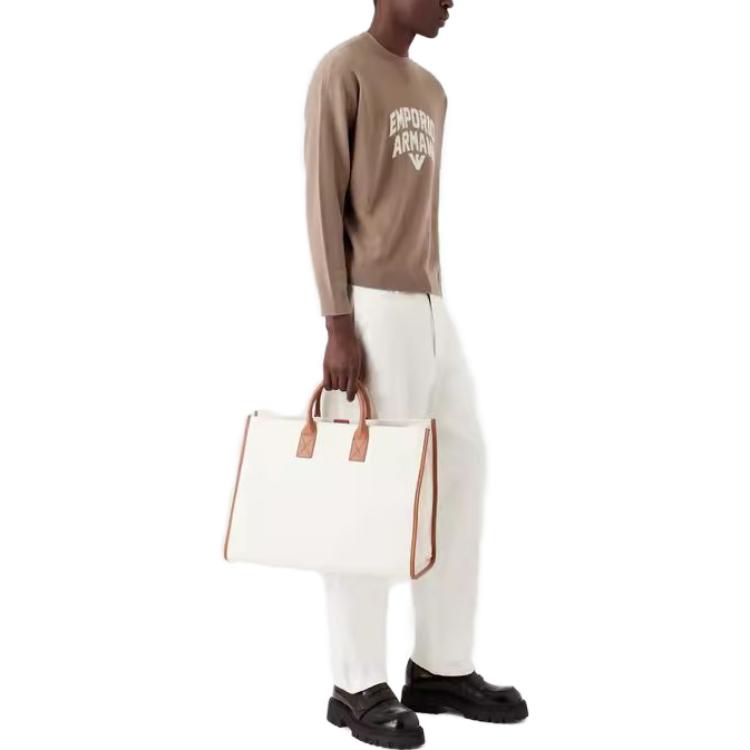 Emporio Armani SS23 Logo Embroidered Crewneck Knit Sweater Oatmeal Brown Men. 3R1MXA-1MDXZ-0144 圖 5