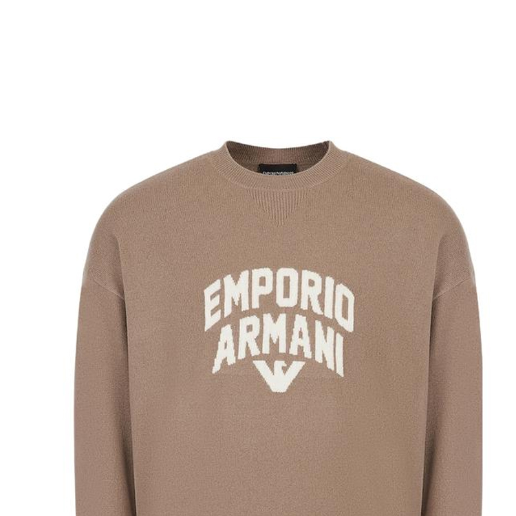 Emporio Armani SS23 Logo Embroidered Crewneck Knit Sweater Oatmeal Brown Men. 3R1MXA-1MDXZ-0144 圖 6