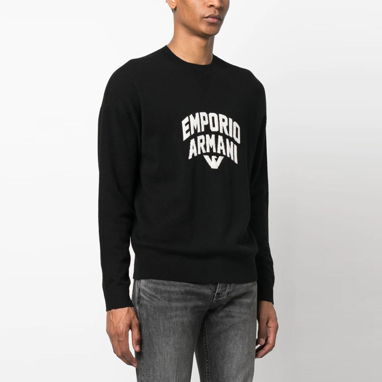 Emporio Armani SS23 Logo Embroidered Crewneck Knit Sweater  Black 3R1MXA-1MDXZ-0999 圖 6